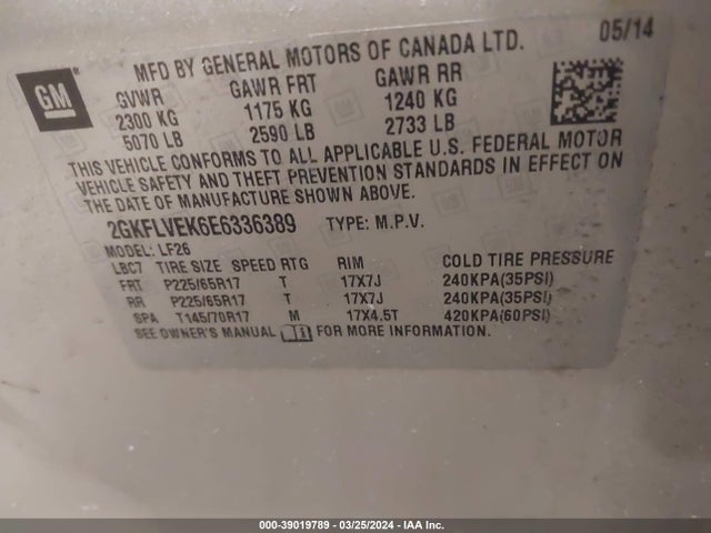 GMC Terrain Sle-1 2014 2GKFLVEK6E6336389 Image 9