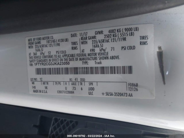 Ford Transit-250 2018 1FTYR2CG3JKA23050 Image 9