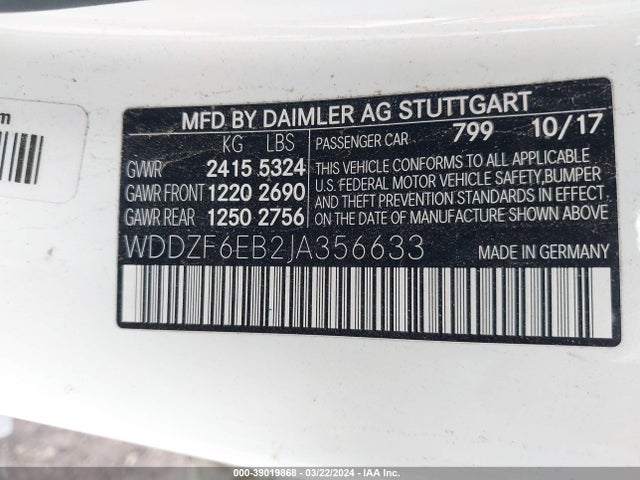 Mercedes-Benz Amg E 43 4matic 2018 WDDZF6EB2JA356633 Image 9