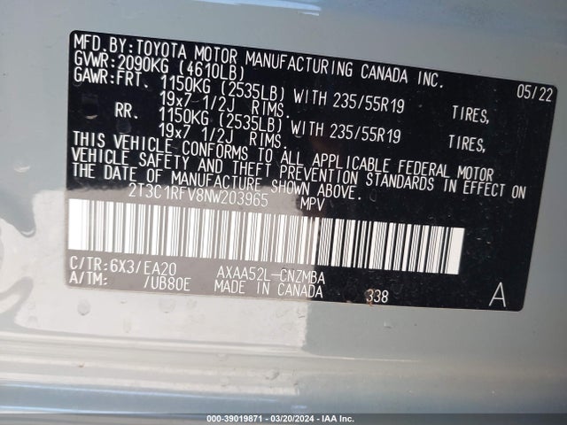 Toyota Rav4 Xle Premium 2022 2T3C1RFV8NW203965 Image 9