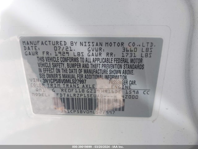 Nissan Kicks S Xtronic Cvt 2021 3N1CP5BV0ML527997 Image 9
