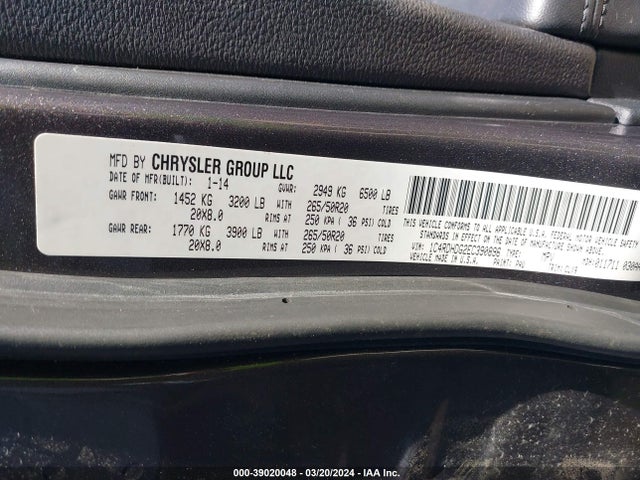Dodge DURANGO LIMITED 2014 1C4RDHDG2EC390896 Image 9