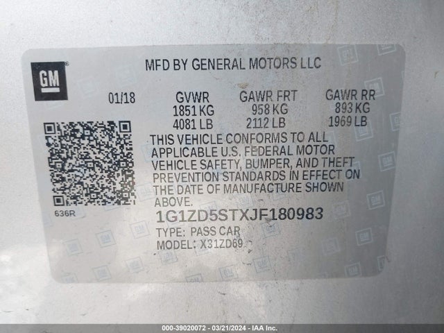 Chevrolet MALIBU LT 2018 1G1ZD5STXJF180983 Image 9