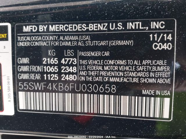 55SWF4KB6FU030658 Mercedes-Benz C 300 4matic/luxury 4matic/sport 4matic