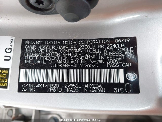 Toyota Prius Prime Le 2020 JTDKARFP4L3126525 Image 9
