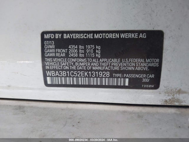 BMW 320i 2014 WBA3B1C52EK131928 Image 9