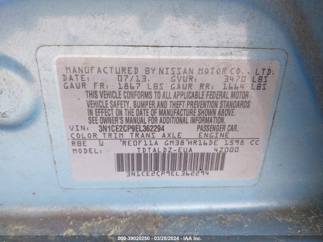 Nissan Versa Note Sv 2014 3N1CE2CP9EL362294 Image 9