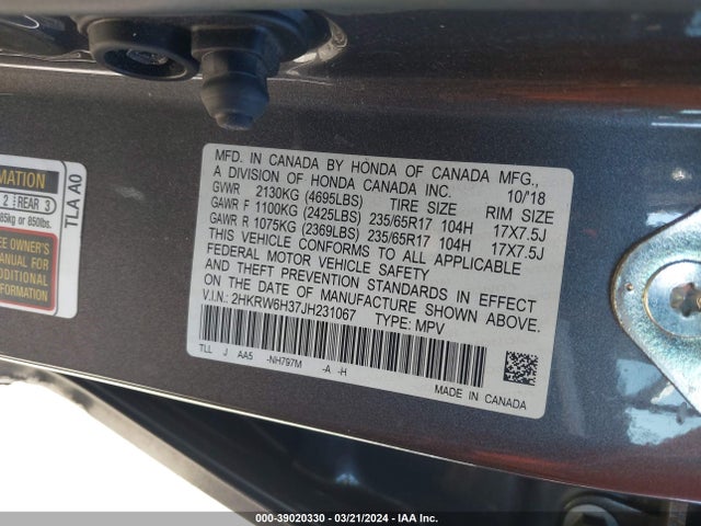 Honda CR-V LX 2018 2HKRW6H37JH231067 Image 9