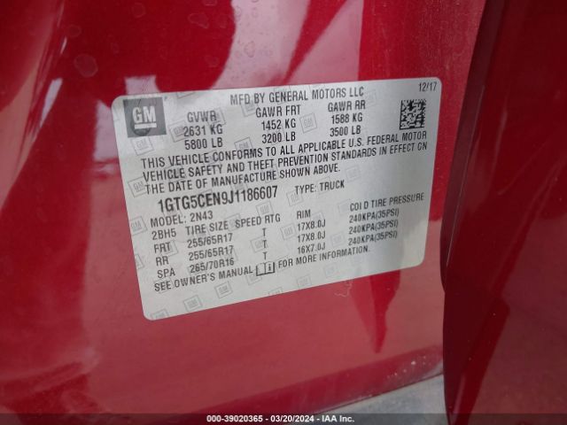 1GTG5CEN9J1186607 GMC CANYON SLE