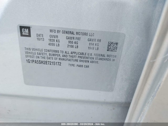 Chevrolet Cruze Ls Auto 2014 1G1PA5SH2E7215172 Image 9