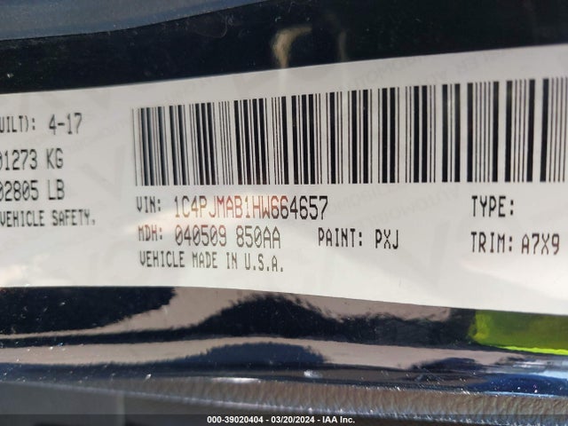 1C4PJMAB1HW664657 Jeep Cherokee Altitude 4x4