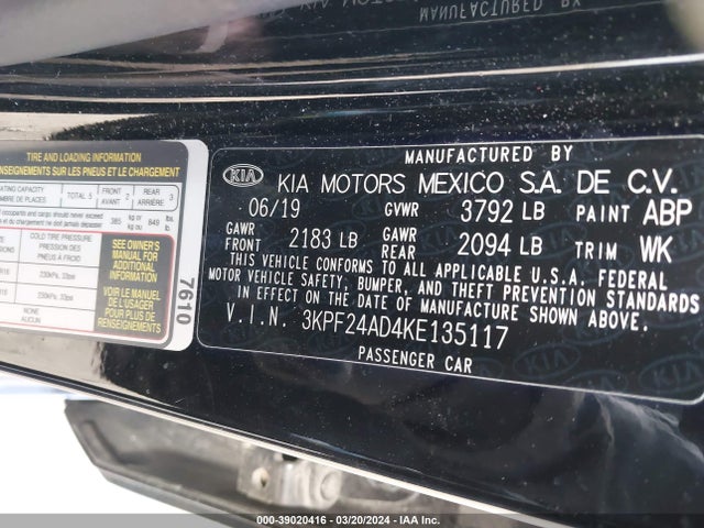 KIA Forte Lxs 2019 3KPF24AD4KE135117 Image 9