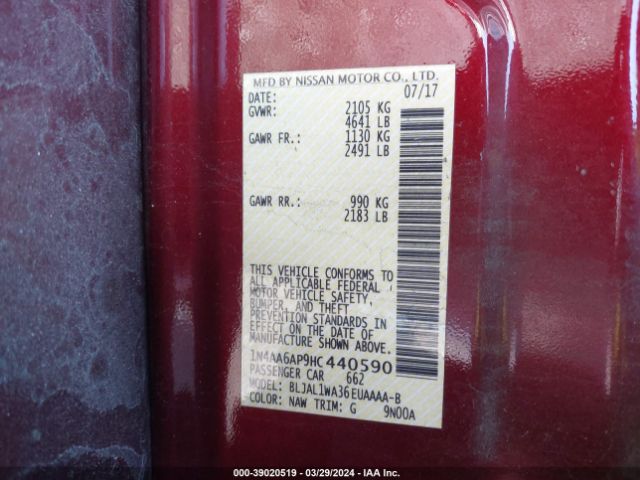 1N4AA6AP9HC440590 Nissan Maxima 3.5 Sr