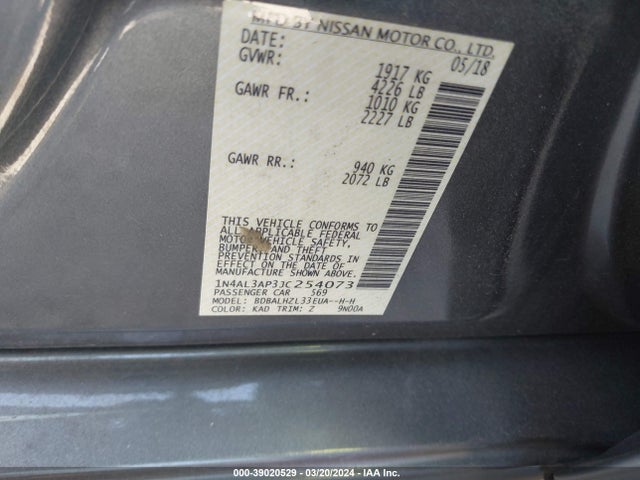 Nissan Altima 2.5 Sr 2018 1N4AL3AP3JC254073 Image 9