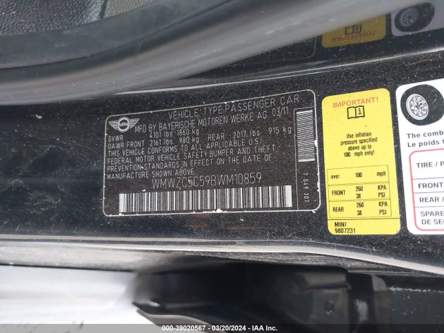 2011 MINI COOPER S COUNTRYMAN WMWZC5C59BWM10859 Photo 8