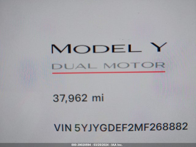 5YJYGDEF2MF268882 Tesla Model Y Performance Dual Motor All-wheel Drive