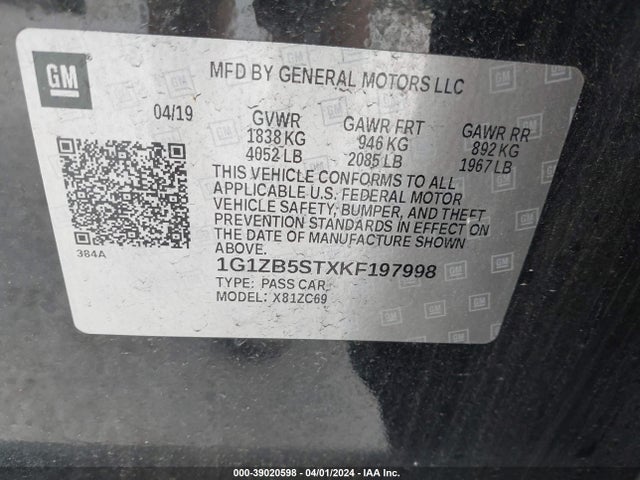 Chevrolet Malibu 1ls 2019 1G1ZB5STXKF197998 Image 9