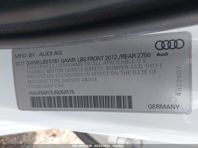 WAUF8AFC5JN056575 Audi A6 2.0t Premium/2.0t Sport