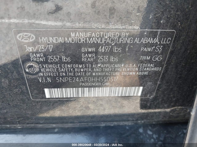 Hyundai SONATA SE 2017 5NPE24AF0HH550517 Image 9