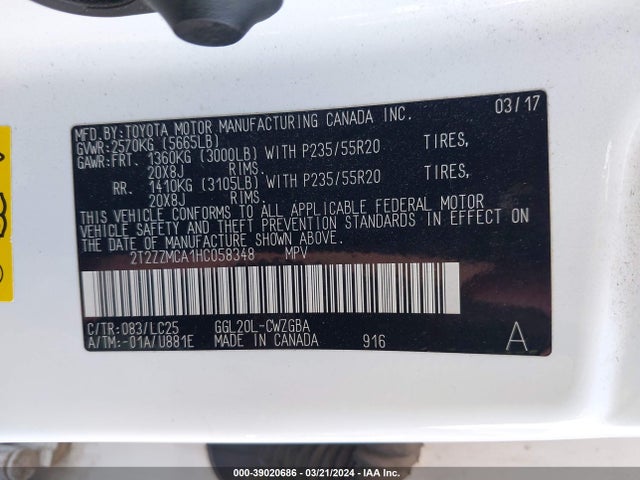 2T2ZZMCA1HC058348 Lexus Rx 350 F Sport