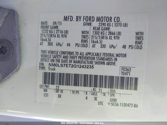 Ford Transit Connect Xl 2016 NM0LS7E72G1243235 Image 9