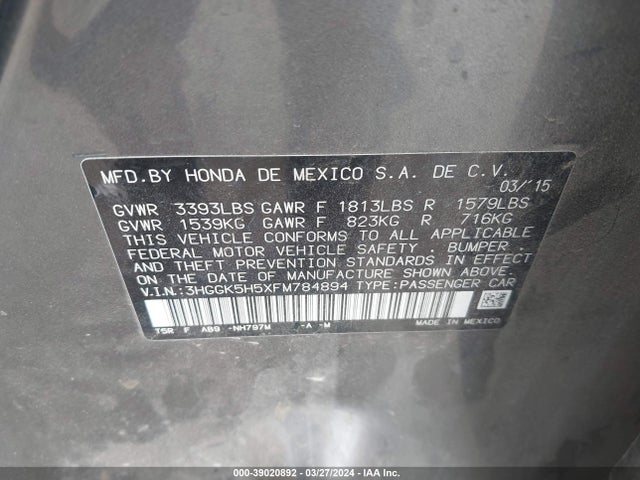 Honda FIT LX 2015 3HGGK5H5XFM784894 Image 9