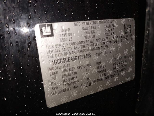 1GCGSCEA5G1281406 Chevrolet Colorado Lt