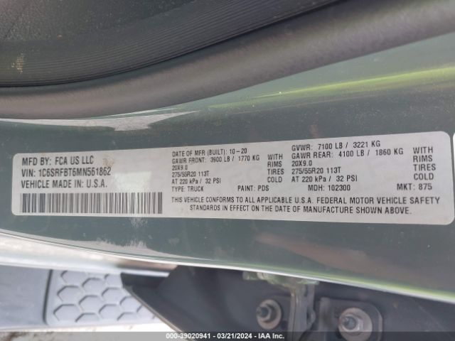 2021 RAM 1500 1C6SRFBT6MN561862 Photo 8