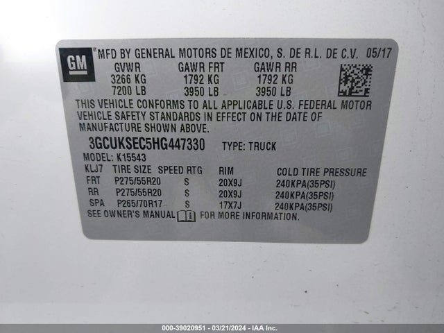 Chevrolet Silverado 1500 2lz 2017 3GCUKSEC5HG447330 Image 9