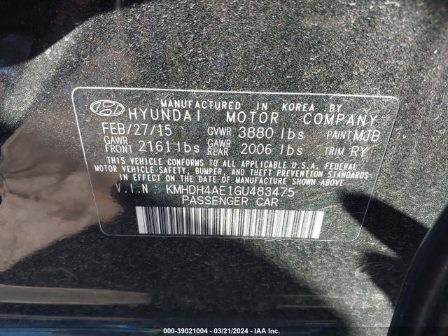Hyundai Elantra Value Edition 2016 KMHDH4AE1GU483475 Image 9