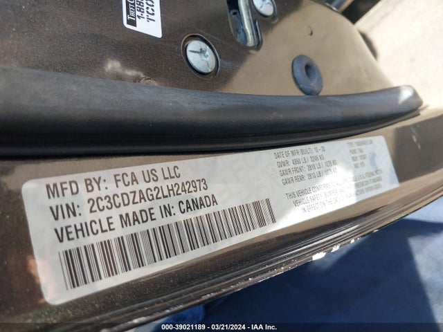 Dodge Challenger Sxt 2020 2C3CDZAG2LH242973 Image 9