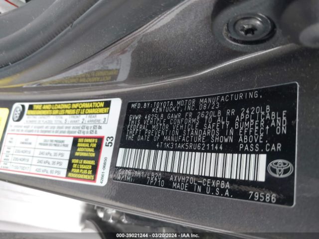 4T1K31AK5RU621144 Toyota Camry Hybrid Xse
