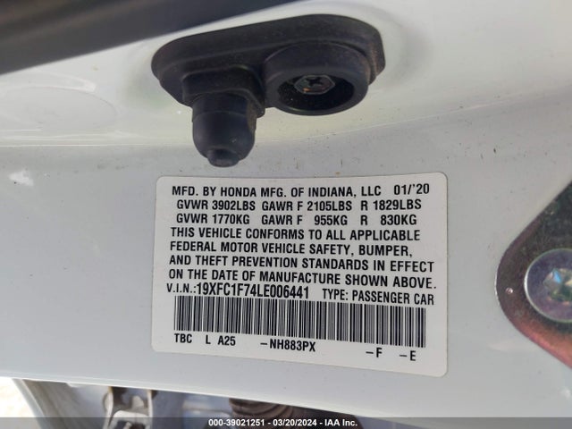Honda Civic Ex-l 2020 19XFC1F74LE006441 Image 9