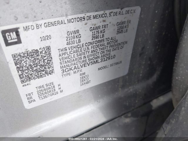 3GKALVEV5ML312910 GMC Terrain Awd Slt