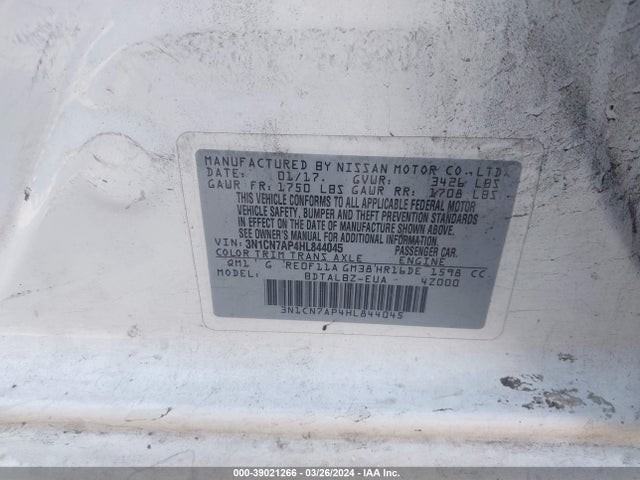 Nissan Versa 1.6 Sv 2017 3N1CN7AP4HL844045 Image 9