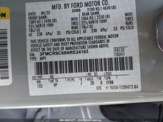 3FMCR9C66NRE24163 Ford Bronco Sport Outer Banks
