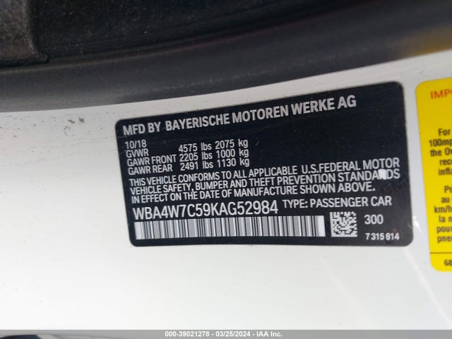 WBA4W7C59KAG52984 BMW 440I