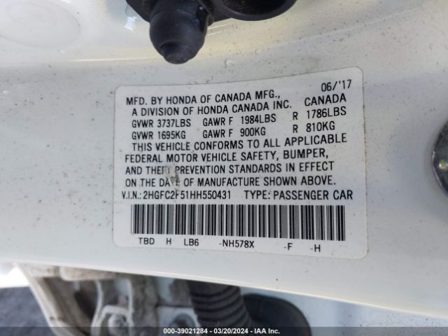 2HGFC2F51HH550431 Honda Civic Lx