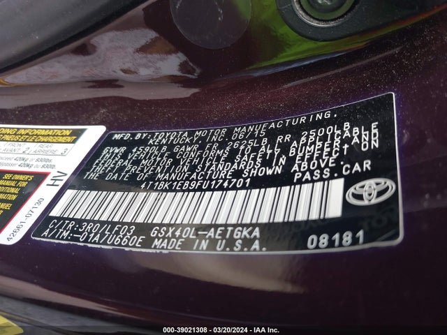 Toyota Avalon 2015 4T1BK1EB9FU174701 Image 9