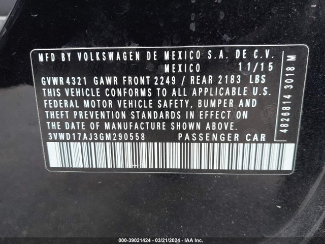 3VWD17AJ3GM290558 Volkswagen Jetta 1.8t Sport