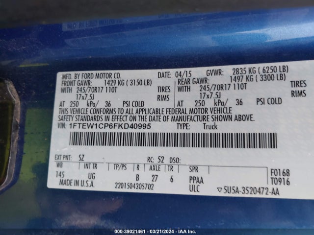 Ford F-150 Xlt 2015 1FTEW1CP6FKD40995 Image 9