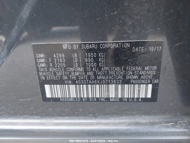 Subaru Impreza 2.0i 2018 4S3GTAA6XJ3713633 Image 9
