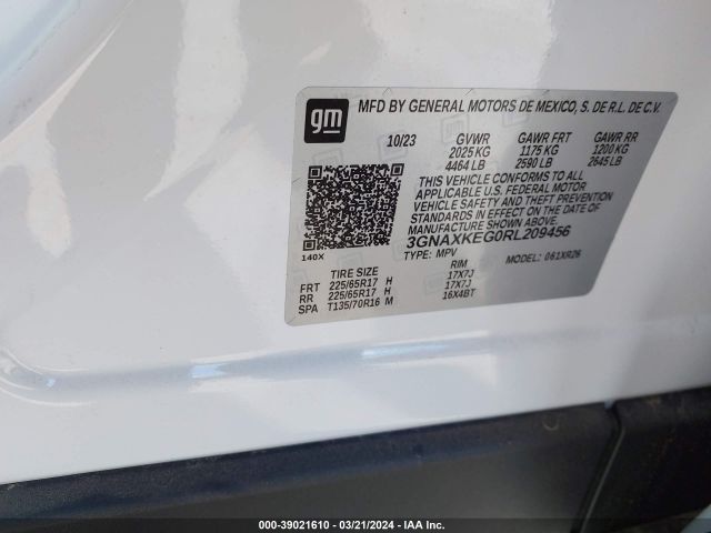 3GNAXKEG0RL209456 Chevrolet Equinox Fwd Lt