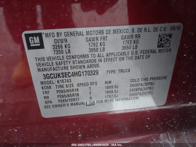 Chevrolet Silverado 1500 2lz 2017 3GCUKSEC4HG170329 Image 9