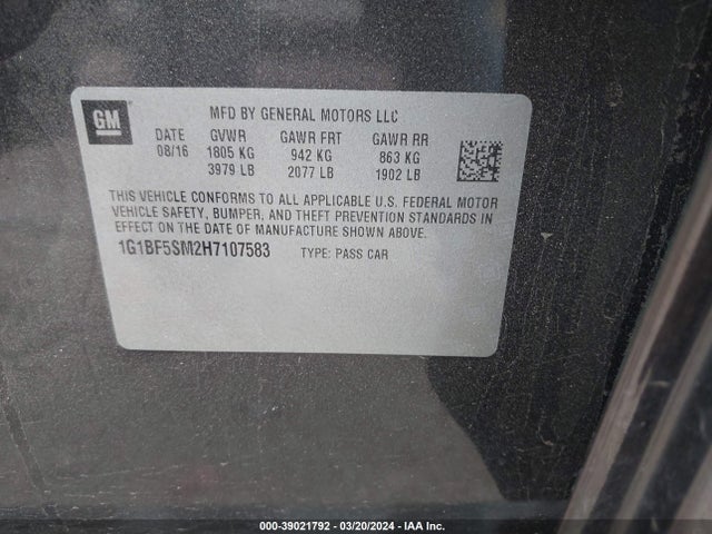 Chevrolet Cruze Premier Auto 2017 1G1BF5SM2H7107583 Image 9