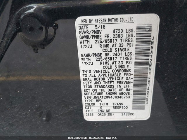 Nissan ROGUE S 2018 JN8AT2MV4JW340753 Image 9