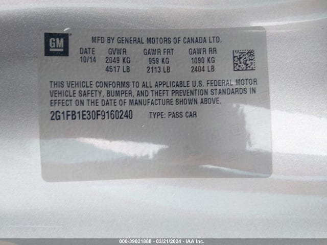 Chevrolet Camaro 2ls 2015 2G1FB1E30F9160240 Image 9