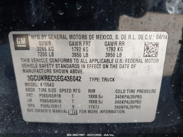 Chevrolet Silverado 1500 2lt 2014 3GCUKREC5EG436042 Image 9