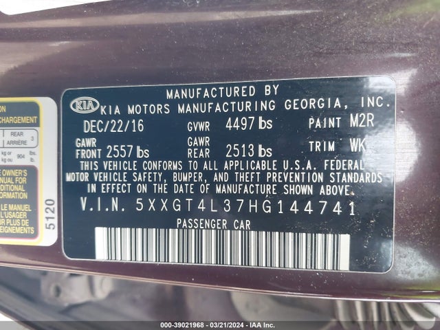 KIA Optima Lx 2017 5XXGT4L37HG144741 Image 9