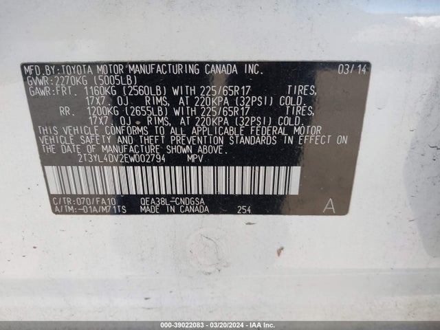 Toyota RAV4 EV 2014 2T3YL4DV2EW002794 Image 9